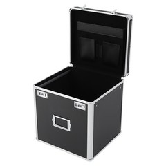 Vinyl Record Storage Case Aluminium Waterproof Holds 50 LPs, 12″ Sleeves Black