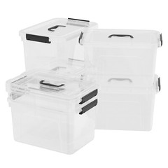 AnnkkyUS 6-pack 18 Quarts Storage Boxes with Lid and Handle, Clear Plastic Tote