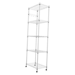 5 Tier Steel Wire Shelving Unit on Wheels,Chrome 23.23*13.78*72.05 inch Silver