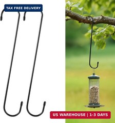 12 Inch Large S Hooks for Hanging Plants, Black Metal Heavy Duty Long Hook for H