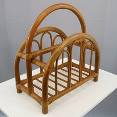 Vintage Rattan Magazine Rack Mid Century Modern 17 1/2L X 15 1/2H X 9 1/4W