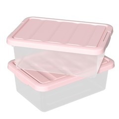 2 PCS 14Quart Storage Container Bin With Pink Secure Lid Latch Buckles