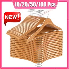 Wooden Hangers Pack of 10 20 & 50 & 100 Suit Hangers Premium Natural Finish Home