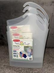 Set of 3 Rubbermaid Wrap n Craft Gift Bag Totes Clear Stackable Hanging 2003 USA