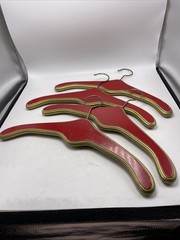 Clothes Hanger Hollywood Regency Red Gold Wood Heavy Set 4 Vintage Closet MCM