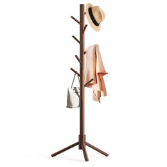 Aliphon Wooden Coat Rack Stand, Freestanding Coat Rack with 8 Hooks, 3 Adjust…