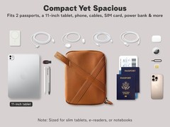 Vegan Leather Travel Tech Pouch, Electronics & Cable Case Organizer with Padd…