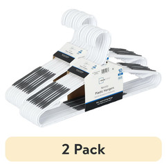 (2 pack) Non-Slip Clothes Hangers, 10 Pack, White, Durable Plastic, TPE Strips