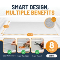 Refrigerator Liners for Shelves (8 Pack) 8 Sheets (17.7 x 11.4 Inches), Clear