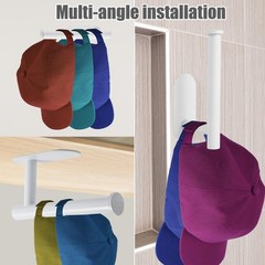 PEUTIER 2pcs Stainless Steel Hat Racks for Baseball Caps, No Drill Hooks, White
