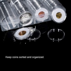 60pcs 41mm Coin Capsules For 1oz Silver Bullion w/Box +7 Sizes Sponge Gaskets US