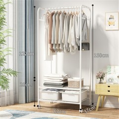 Wheeled Clothes Rack Garment Coat Jacket Shelf Stand Rack w/ 8 Hooks Easy Moving