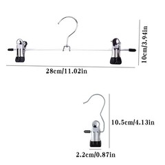 Pants Hangers with Clips Heavy Duty 10 Pack Adjustable Metal Pants Hanger Skirt