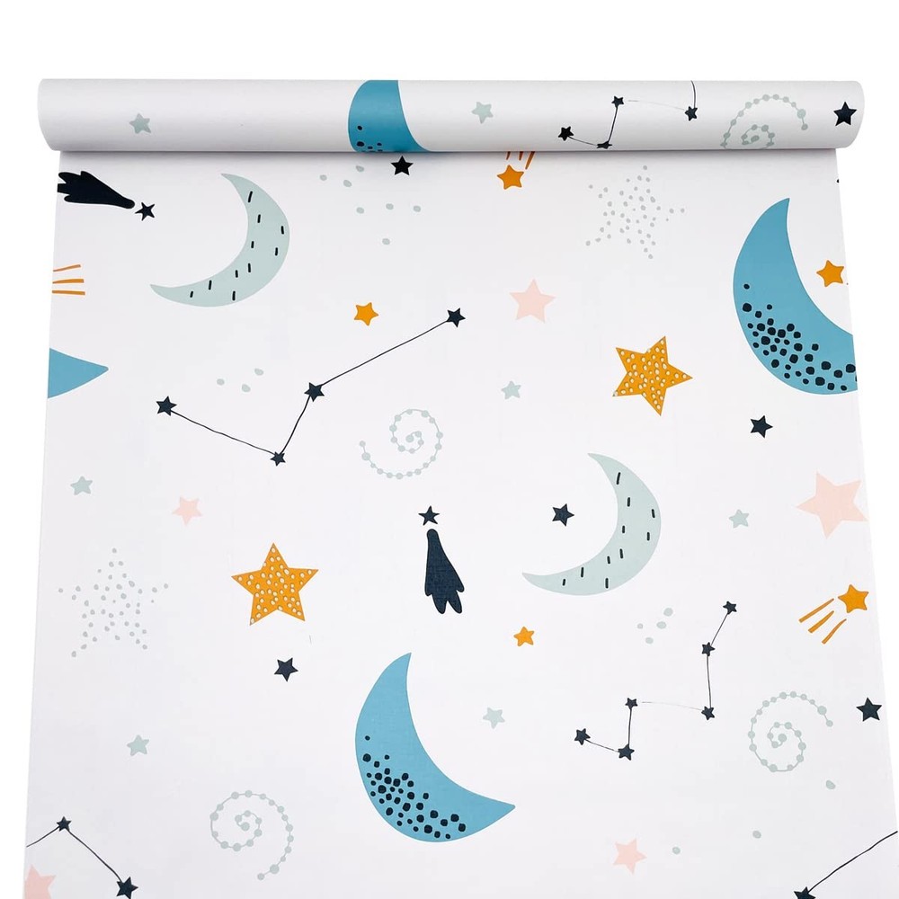Yifasy Drawer Shelf Liner Moon Stars Self-Adhesive 17.7″W x 118″L,