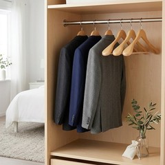 24 Pack Premium Wide Shoulder Wooden Suit Hangers with Anti-Slip Bar for Coats