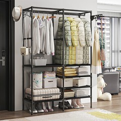 Heavy Duty Clothing Garment Rack Rolling Clothes Organizer Double Rails Hanging