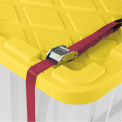 Sterilite Large Industrial Storage Tote, 27 Gal Clear Plastic, Yellow, 4 Pk