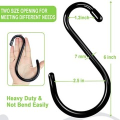 12 Pack 6 In Heavy Duty Large S Hook Vinyl Coated S Hooks for Hanging Plants,7mm