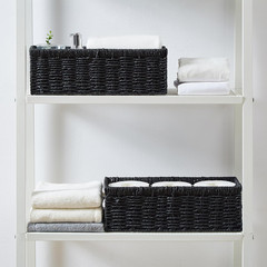 Stylish Wicker Storage Baskets with Handles – 2-Pack, Black Organizers