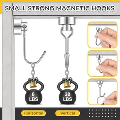 8 Pack Swivel Swing Magnetic Hook 30LBS Heavy Duty Magnetic Hooks Strong Magnet