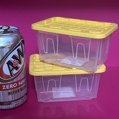 2 Lowe’s Clear Mini Teeny Totes With Yellow Cover Lid 4.8″ X 3.3″ X 2.4″ NEW