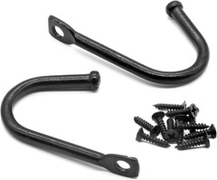 10pcs Black Metal J Hooks – Wall Mounted Hangers for Coats, Bags & Keys