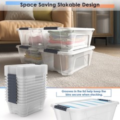 Costway 12Liter 12PCS Latch Stack Storage Box Tubs Bins Latches Handles