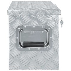 vidaXL Aluminum Storage Box Silver Outdoor Tool Chest Utility Organizer Case