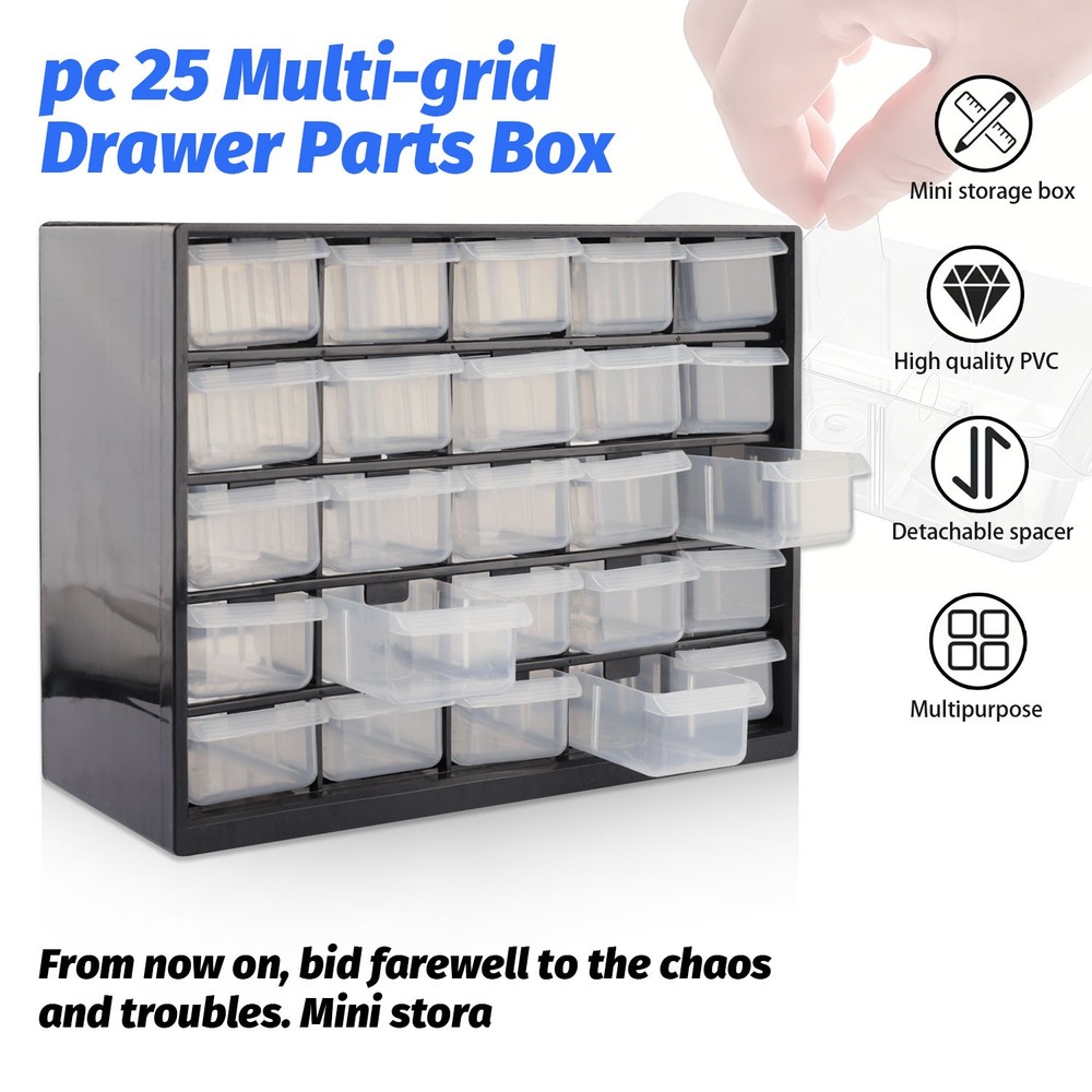 25 Drawer Plastic Small Parts Organizer Storage Hardware Craft Cabinet Nuts Bolt