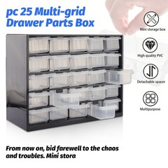 25 Drawer Plastic Small Parts Organizer Storage Hardware Craft Cabinet Nuts Bolt