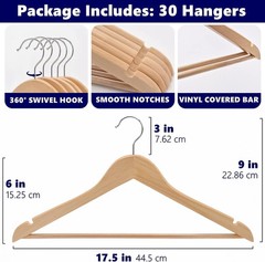 Wooden Hangers Pack of 10 20 & 50 & 100 Suit Hangers Premium Natural Finish Home