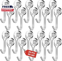 20Pack Magnetic Hooks 30Lbs+ Swivel Swing Magnet Hooks Heavy Duty Strong Magnets