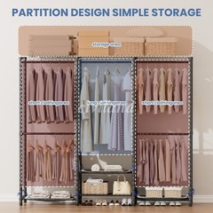Heavy Duty Garment Rack Large Clothes Rack Freestanding Closet Clothing Shelves