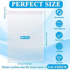 80 Pcs Magazine Protectors for Collectors Clear Plastic Sleeves 9.25 X 11.42 Inc