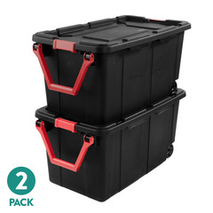 Sterilite 1469 40 Gal. Wheeled Industrial Tote – Black, 2 Pack (14699002)