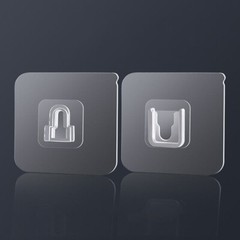 40 PCS Adhesive Sticky Hooks and Double Sided Wall Seamless Hangers Transparent