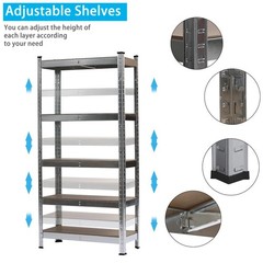 5 Tier Shelving Unit Adjustable Garage Storage Utility Rack Shelves