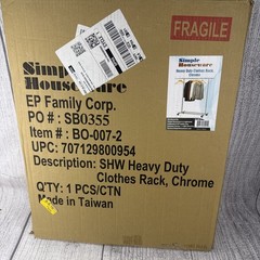 Simple Houseware Standard Rod Garment Rack – Heavy Duty – Chrome New In Box