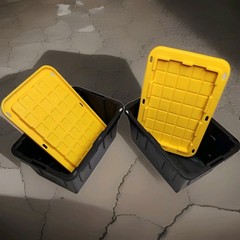 LOWE’S MINI Tote Set of 2 W/Lids Desktop Organizer- Black / Yellow Viral NEW