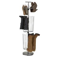 2132-1 Metal 3-Tier Revolving Shoe and Boot Rack – Silver