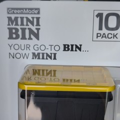 GreenMade Mini Bin 10-Pack Stackable Plastic Storage Bins Gray/Yellow 8.8×3.3″