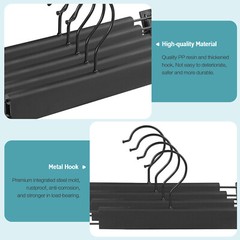 10PCS Plastic Clothes Skirt Pants Hangers Metal Hooks Pinch Clips Black White
