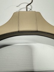 Pinetti Coat Hanger Taupe Pebble Leather Handmade Custom Solid Wood NEW