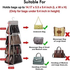 8 Pocket Hanging Purse Organizer for Closet – Space Saving Handbag Storage Holde