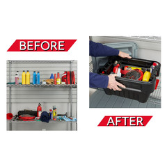 Rubbermaid 8 Gallon Action Packer Storage Bin, Heavy Duty, Lockable, Black, Incl