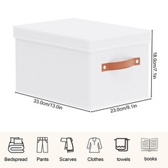 “Foldable Storage Bin 7.1×9.1×13 Inch with Lid Closet Organizer, White”