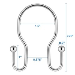 12 Pack Double Shower Curtain Hooks Rings, TENOVEL 12 Pack, Polished Chrome