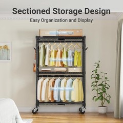 R2X Expandable Portable Closet with Lockable Wheels, 600lbs Capacity Heavy Du…
