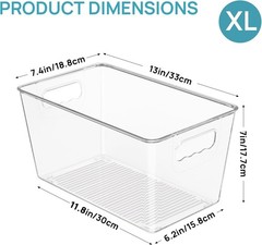 Space-Saving XL Clear Plastic Storage Containers – 6 Count for Home Organization