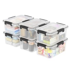 Idotry 10 Qt Plastic Stackable Storage Box with Latching Lid, 6X Clear Container